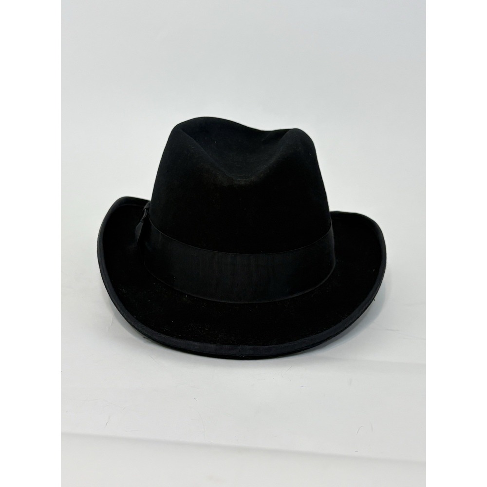 Vintage Golden Gate Hat Company LA Mens Black Wool Godfather Fedora Hat Sz 7 5/8 - Picture 3 of 10